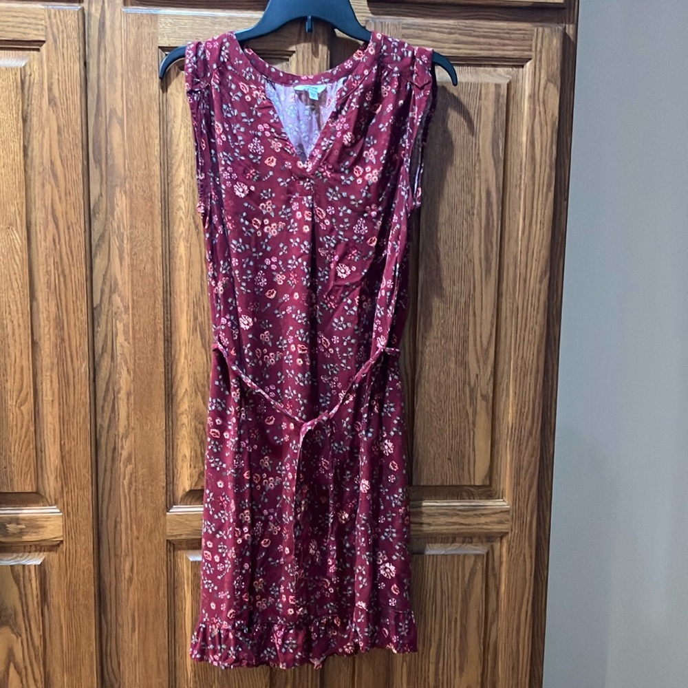 Floral print sleeveless ruffle sleeve dress